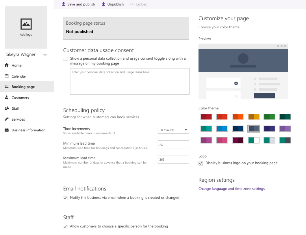 Bookings Customer Data Usage